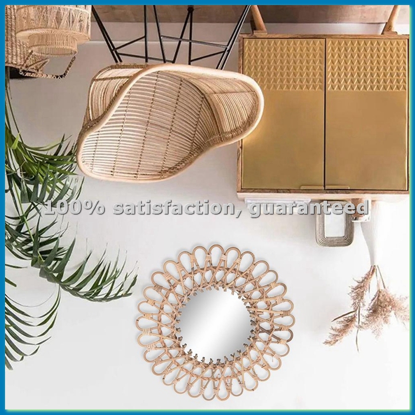 Rattan Mirror Round - Lustro ścienne z wikliny w stylu