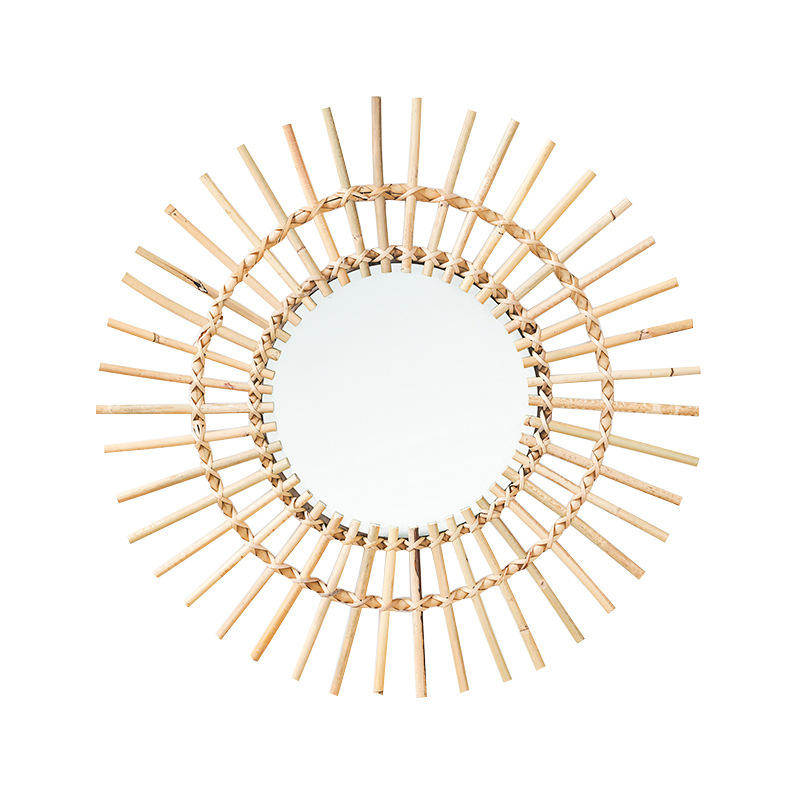 Rattan Mirror Round - Wiszące lustro z rattanu w stylu