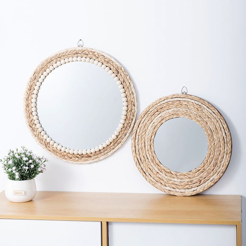 Rattan Mirror Round - Rattanowe rękodzieło, dekoracyjne okrągłe lustro, lustro