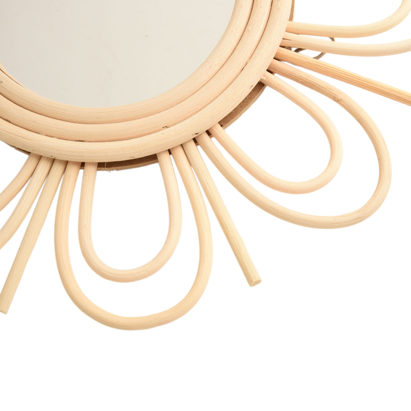 Rattan Mirror Round - Bohemiczne lustro wiszące z rattanu z