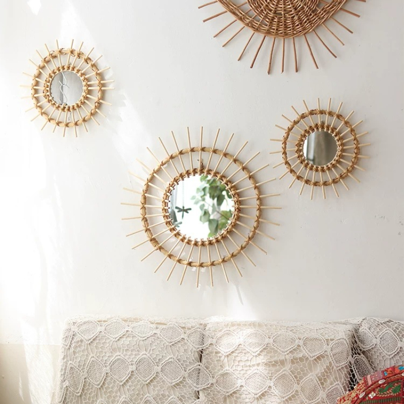 Kreatywne okrągłe lustra dekor – Rattan Mirror Round recenzja i cena